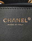 Washed Denim Quilted Mini CHNL 25 Handbag Black