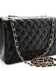 Caviar Quilted Jumbo Double Flap Black