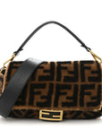 Shearling Vitello Dolce Macro FF 1974 Baguette Tobacco Black