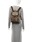 GG Supreme Monogram Azalea Calfskin Retro Interlocking G Buckle Backpack Beige Ebony Brown Sugar