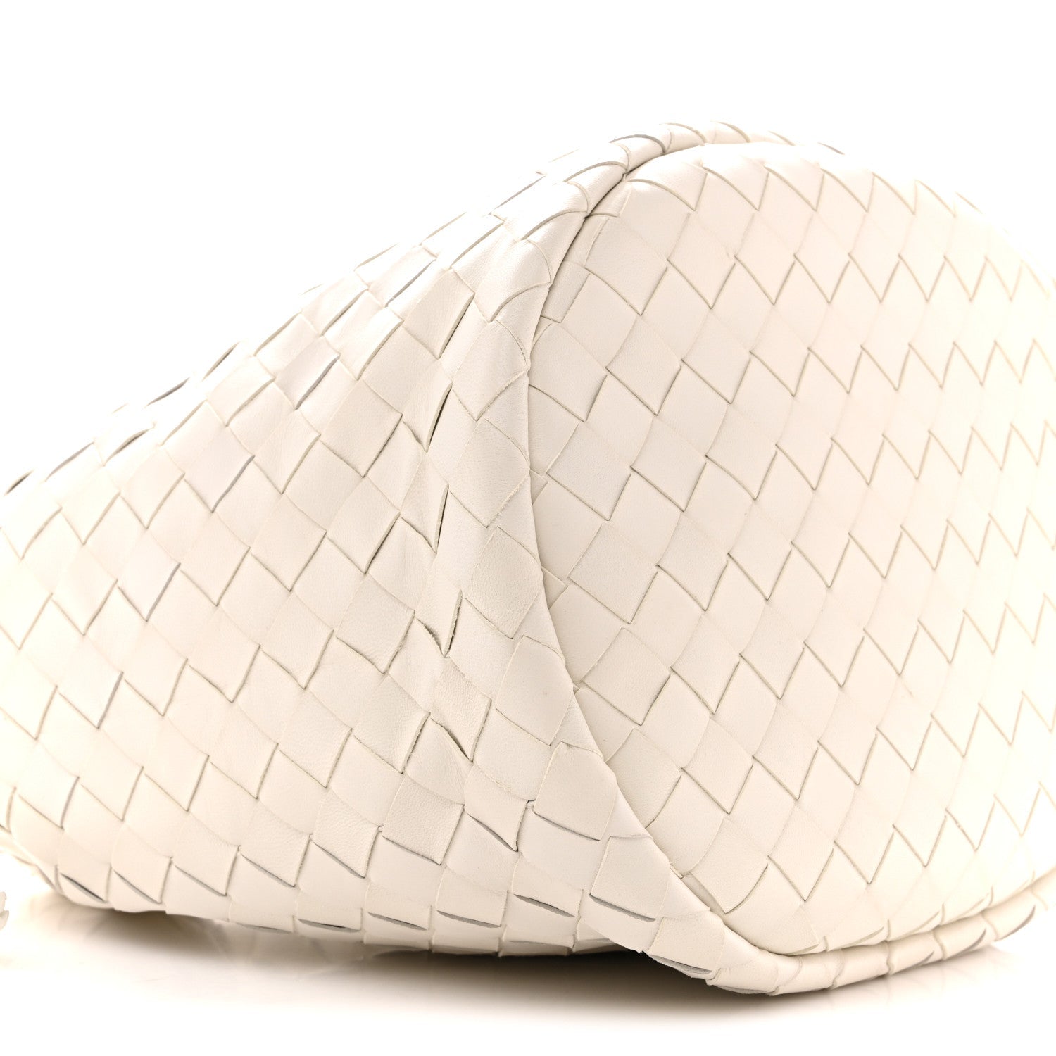 Calfskin Intrecciato Small Castello Bucket Bag White