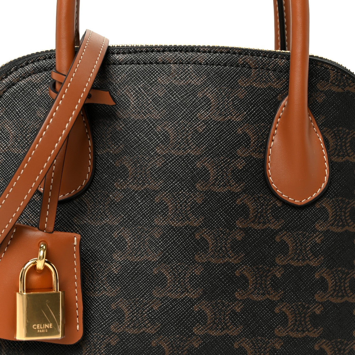 Canvas Calfskin Triomphe Teen Honorine Bag Tan