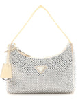 Satin Crystal Mini Re-Edition 2000 Bag White