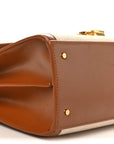 Canvas Calfskin Medium Classic Monogram Cassandra Top Handle Tan Natural