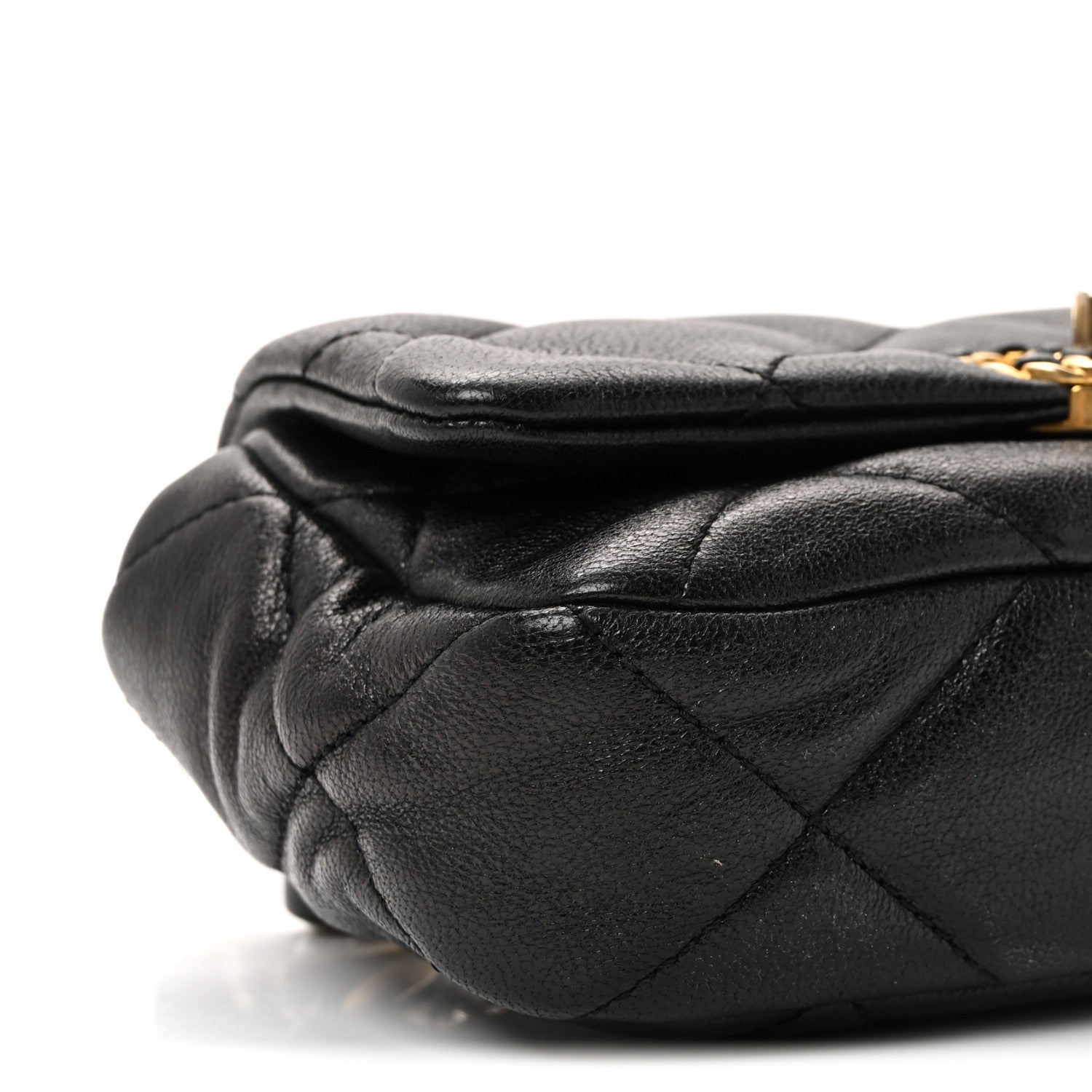 Goatskin Quilted CHNL 19 Waist Bag Black