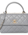 Lambskin Quilted Small Trendy CC Flap Dual Handle Bag Grey