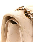Caviar Quilted Medium Double Flap Light Beige
