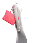 Mixed Fibers Calfskin Medium Deauville Tote Pink Orange