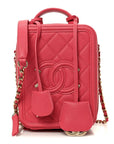 Caviar Quilted CC North South Filigree Vanity Case Pink