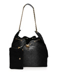 Washed Denim Quilted Large CHNL 25 Handbag Black