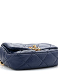 Goatskin Quilted CHNL 19 Waist Bag Dark Blue