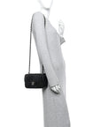 Shiny Alligator Mini Rectangular Flap Black