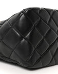 Lambskin Quilted Small Top Handle Shopping Bag Black