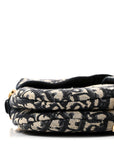 Oblique Embroidered Saddle Bag Blue