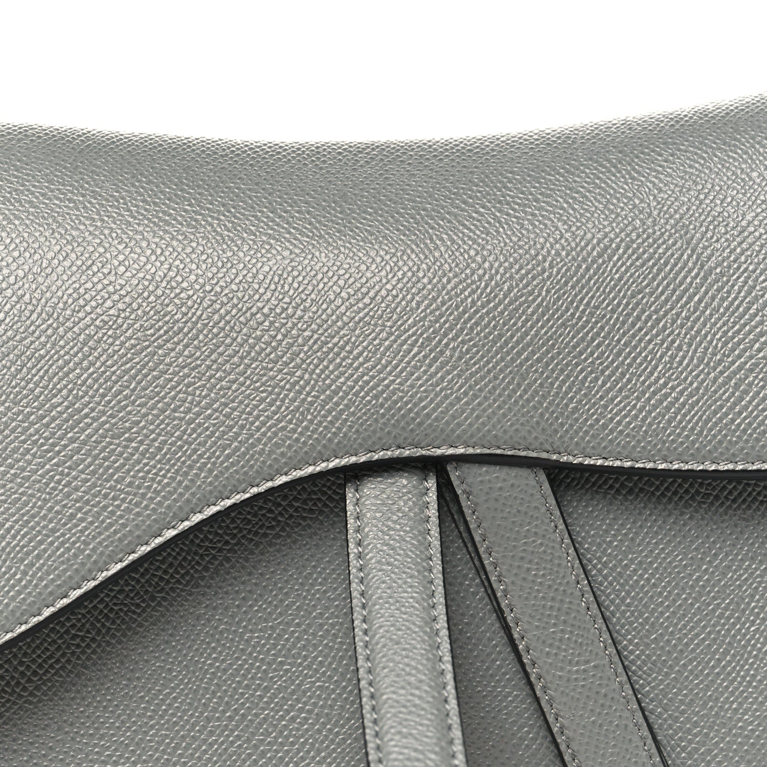 Grained Calfskin Saddle Bag Grey Stone
