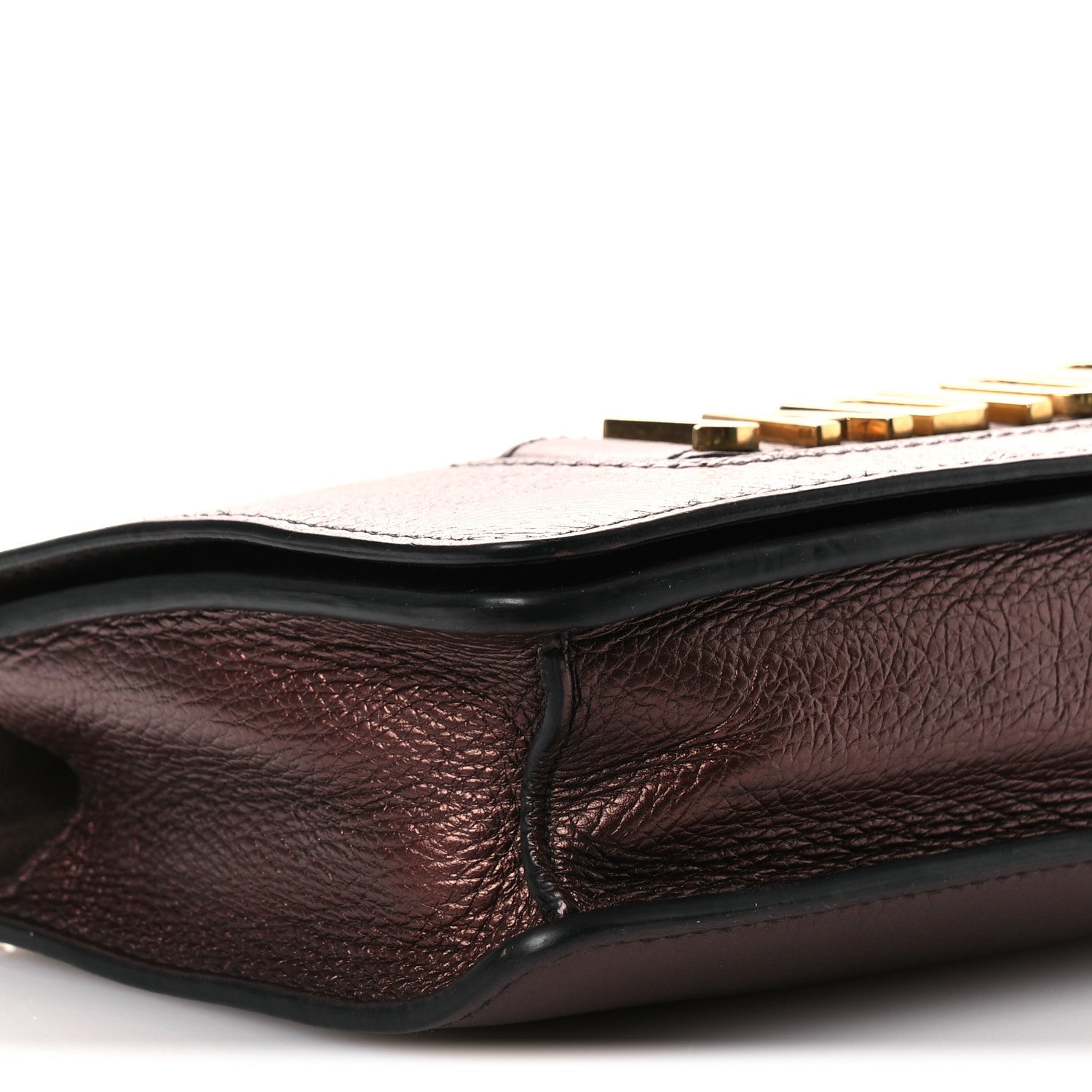 Metallic Calfskin J'AD1OR Chain Flap Bag Noisette