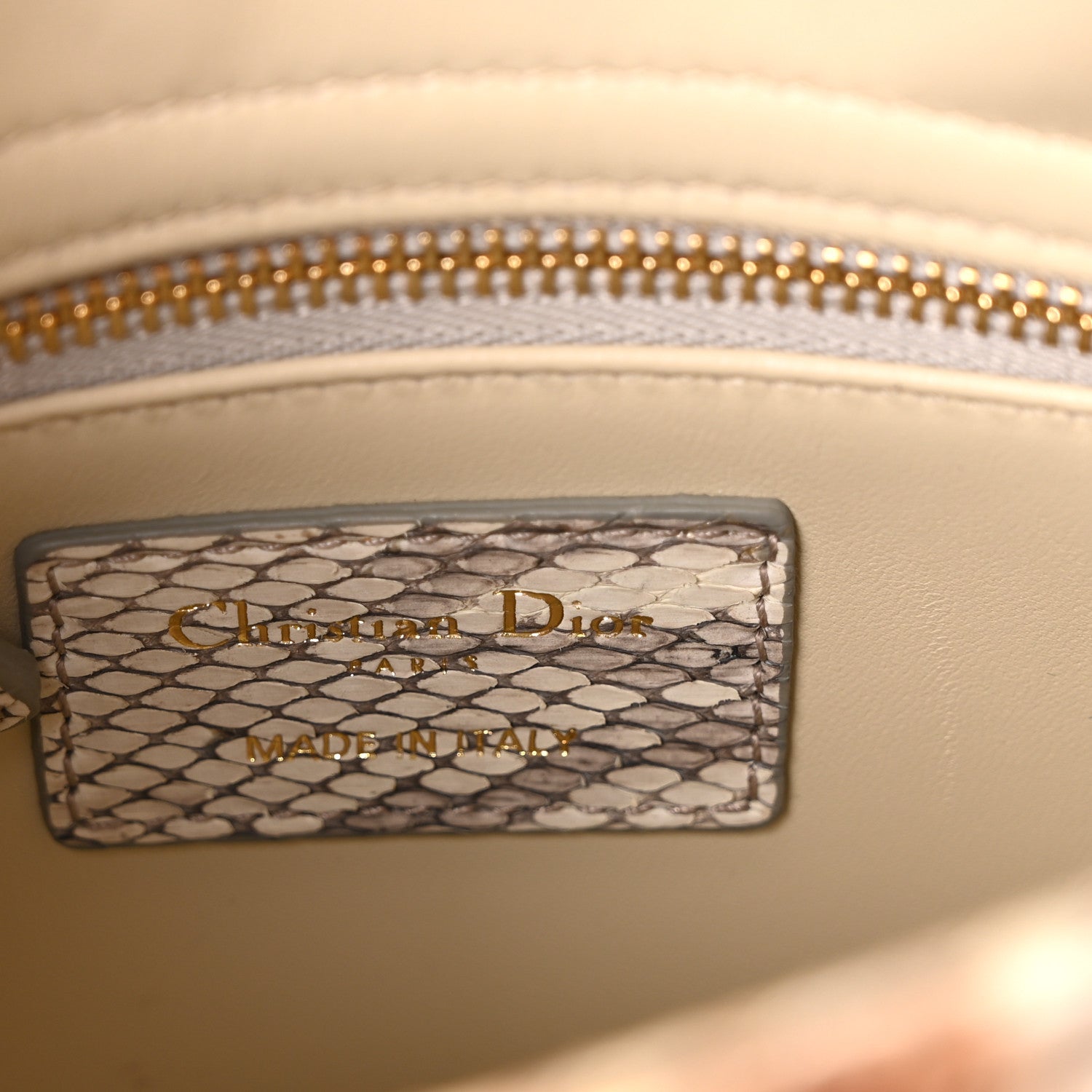Snakeskin Mini Lady D1OR Beige Gold