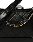 Aged Calfskin Quilted Small Gabrielle Hobo Black