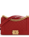 Lambskin Quilted Medium Boy Flap Red