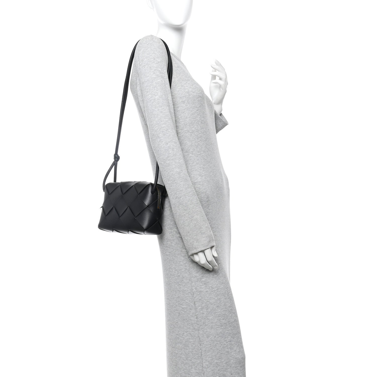 Lambskin Maxi Intrecciato Small Cassette Camera Bag Black