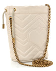 Calfskin Matelasse Mini GG Marmont 2.0 Bucket Bag White