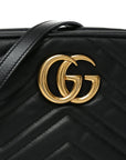 Calfskin Matelasse Small GG Marmont Chain Shoulder Bag Black