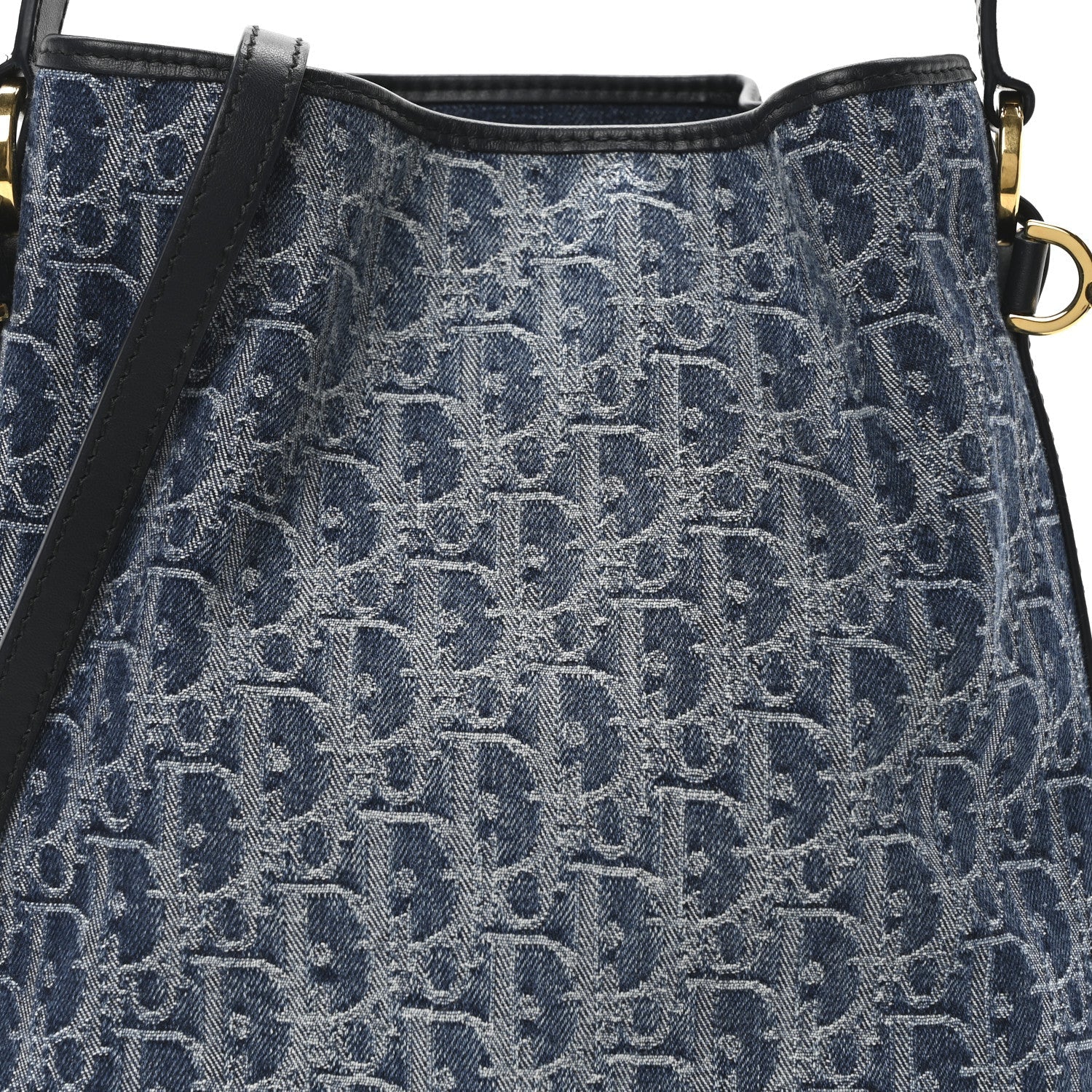 Denim Jacquard Oblique C'est D1OR Bucket Bag Blue