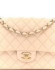 Caviar Quilted Medium Double Flap Light Beige