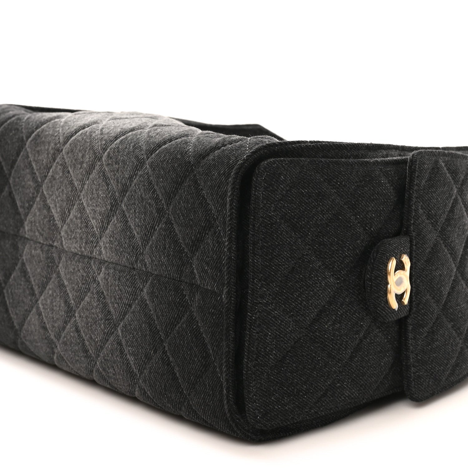 Washed Denim Quilted Small CHNL 25 Handbag Black