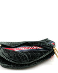 Velvet Crocodile Effect Saddle Bag Green