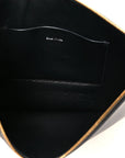Calfskin Logo Large Cash Pouch With Handle Black White