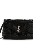 Lambskin Quilted Medium Loulou Puffer Monogram Chain Satchel Black