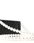 Calfskin Quilted Maxi Pearl Wallet On Chain WOC Black