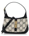 Azalea Calfskin GG Monogram Bi-Color Debossed Small Jackie 1961 Hobo Mystic White Black