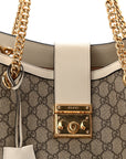 GG Supreme Monogram Medium Padlock Tote White