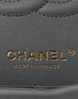 Caviar Quilted Medium Double Flap Grey