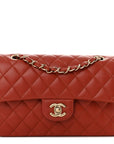 Lambskin Quilted Small Double Flap Red