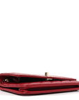 Lambskin Quilted Trendy CC Wallet On Chain WOC Red
