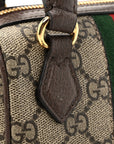 GG Supreme Monogram Textured Dollar Calfskin Web Super Mini Ophidia Top Handle Bowler Bag Beige Ebony New Acero