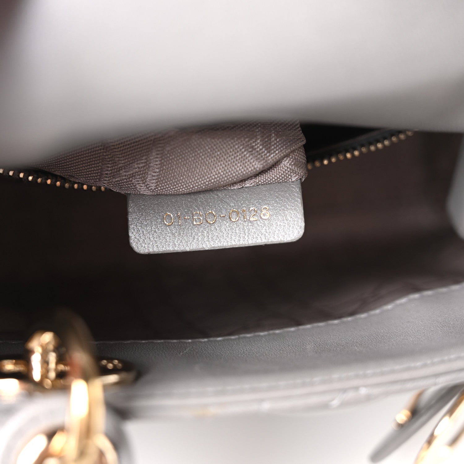 Lambskin Cannage Mini Lady D1OR Gray Opaline