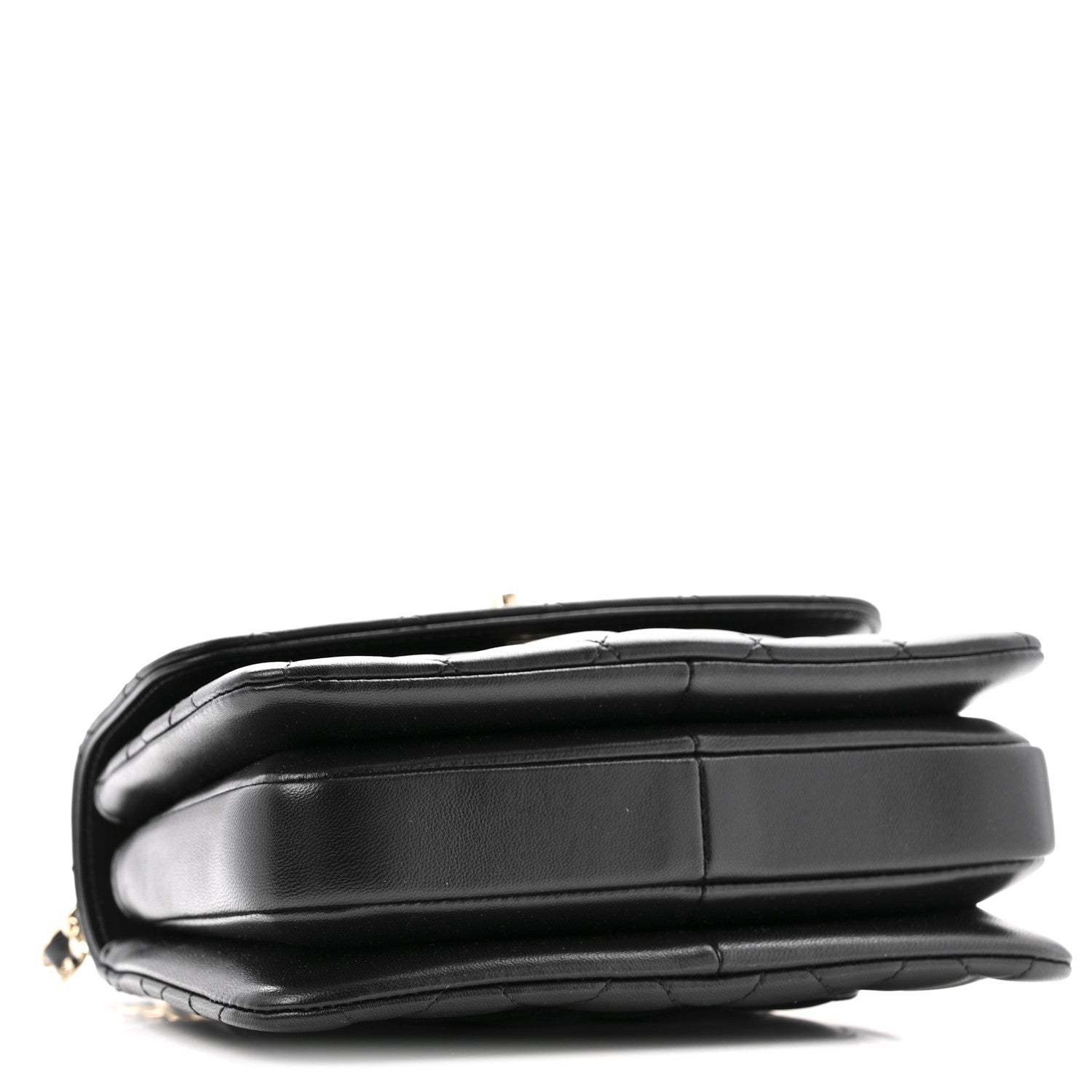 Lambskin Crystal Quilted Mini Trendy CC Dual Handle Flap Bag Black