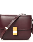 Box Calfskin Medium Classic Box Flap Bag Burgundy