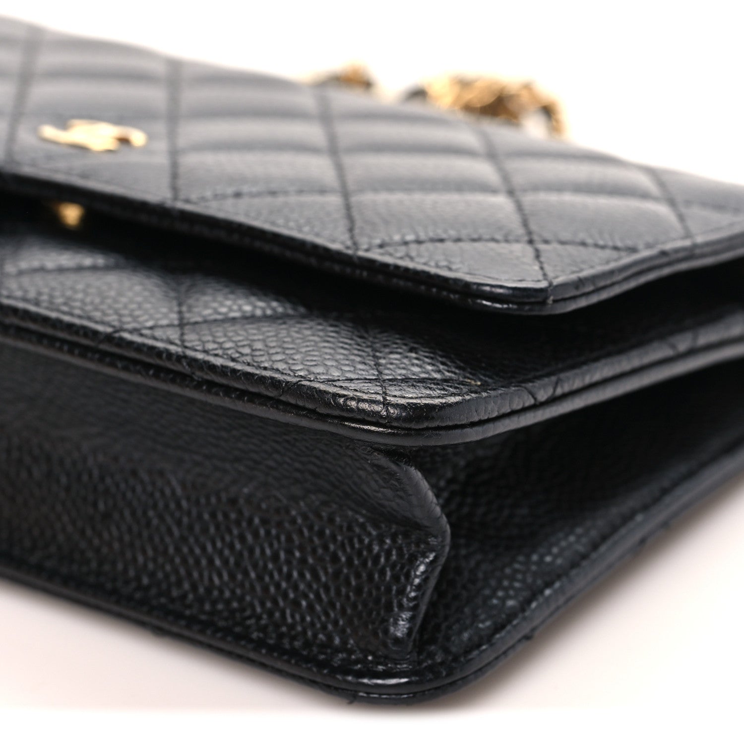Caviar Quilted Wallet on Chain WOC Black