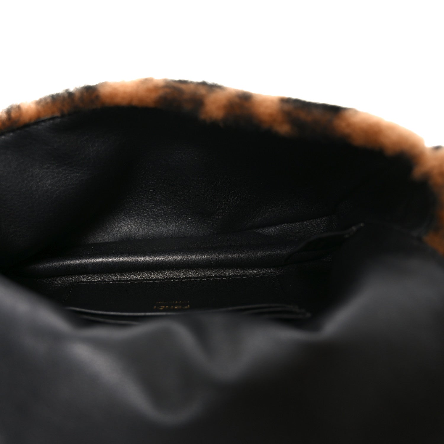 Shearling Vitello Dolce Macro FF 1974 Mini Baguette Tobacco Black