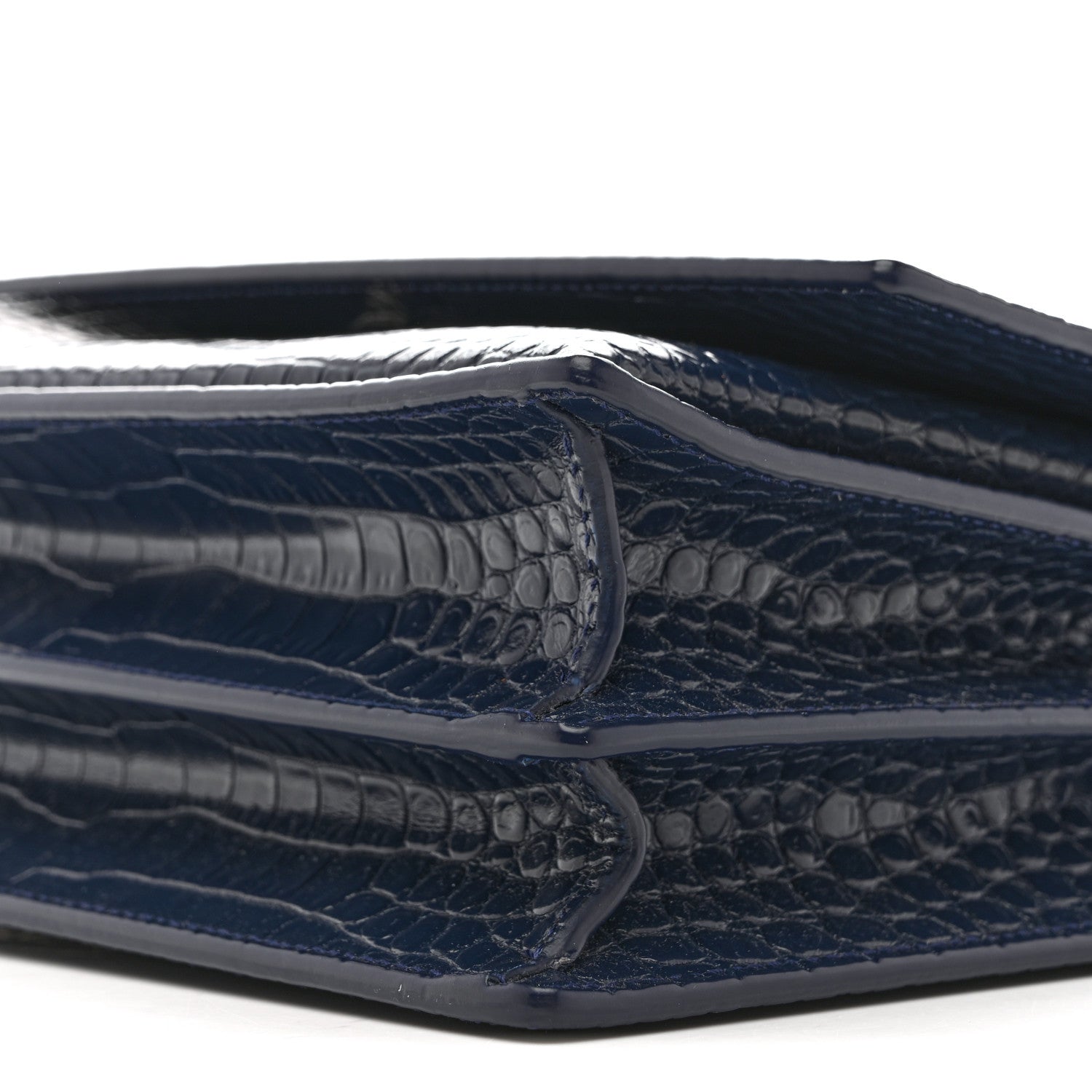 Calfskin Crocodile Embossed Medium Monogram Sunset Navy