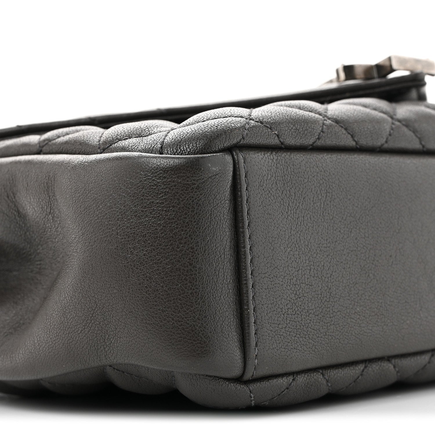 Sheepskin Tri-Quilt Monogram Medium College Bag Coal