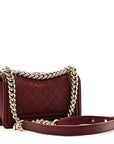 Lambskin Quilted Small Boy Flap Dark Red