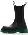 Calfskin The Tire Chelsea Boots 35 Black Green