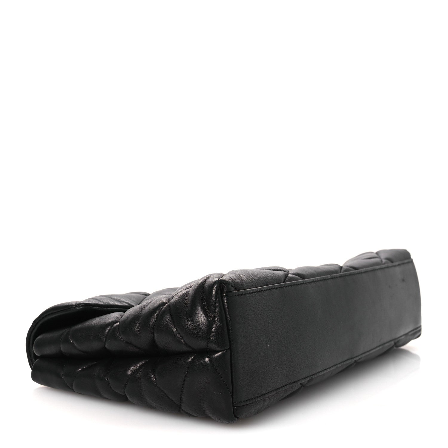 Lambskin Quilted Sade Puffer Envelope Clutch Black