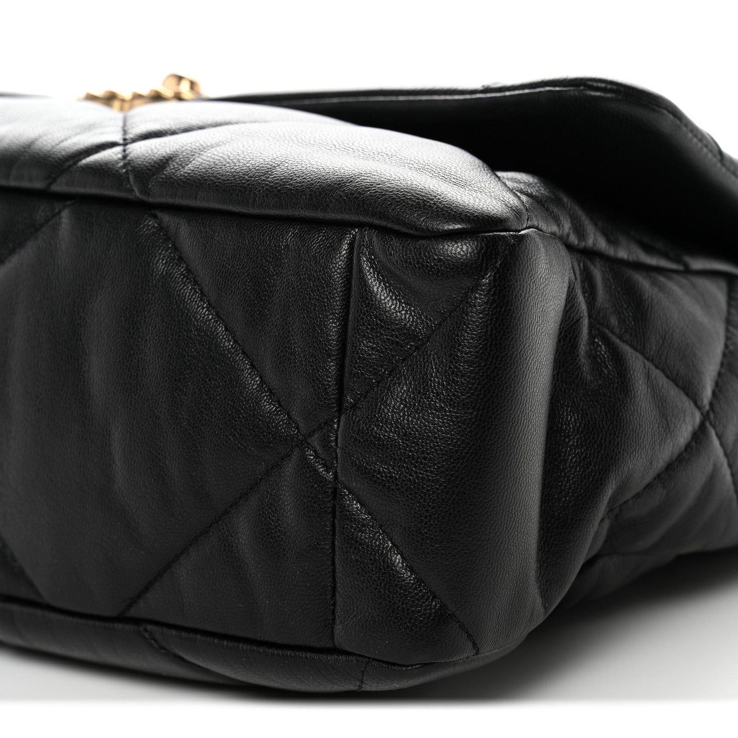Goatskin Quilted Large CHNL 19 Flap Black